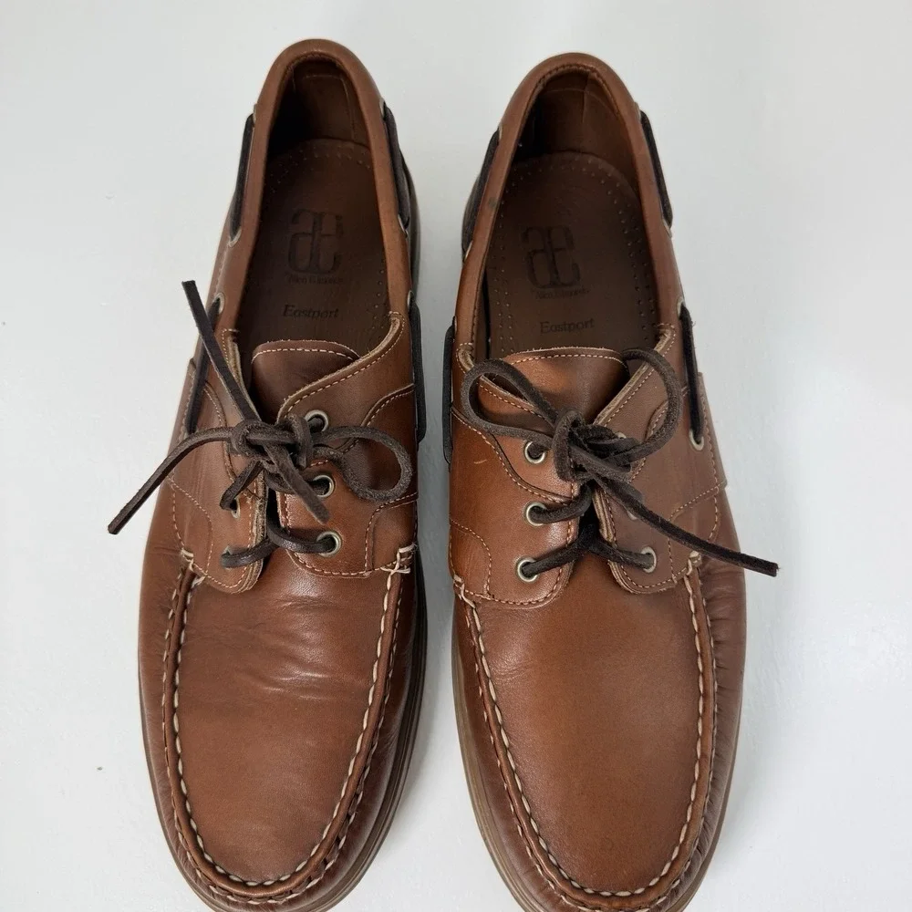 Allen Edmonds Eastport Boat Shoes Men's 13 D Brown Leather Lace Up Loafer